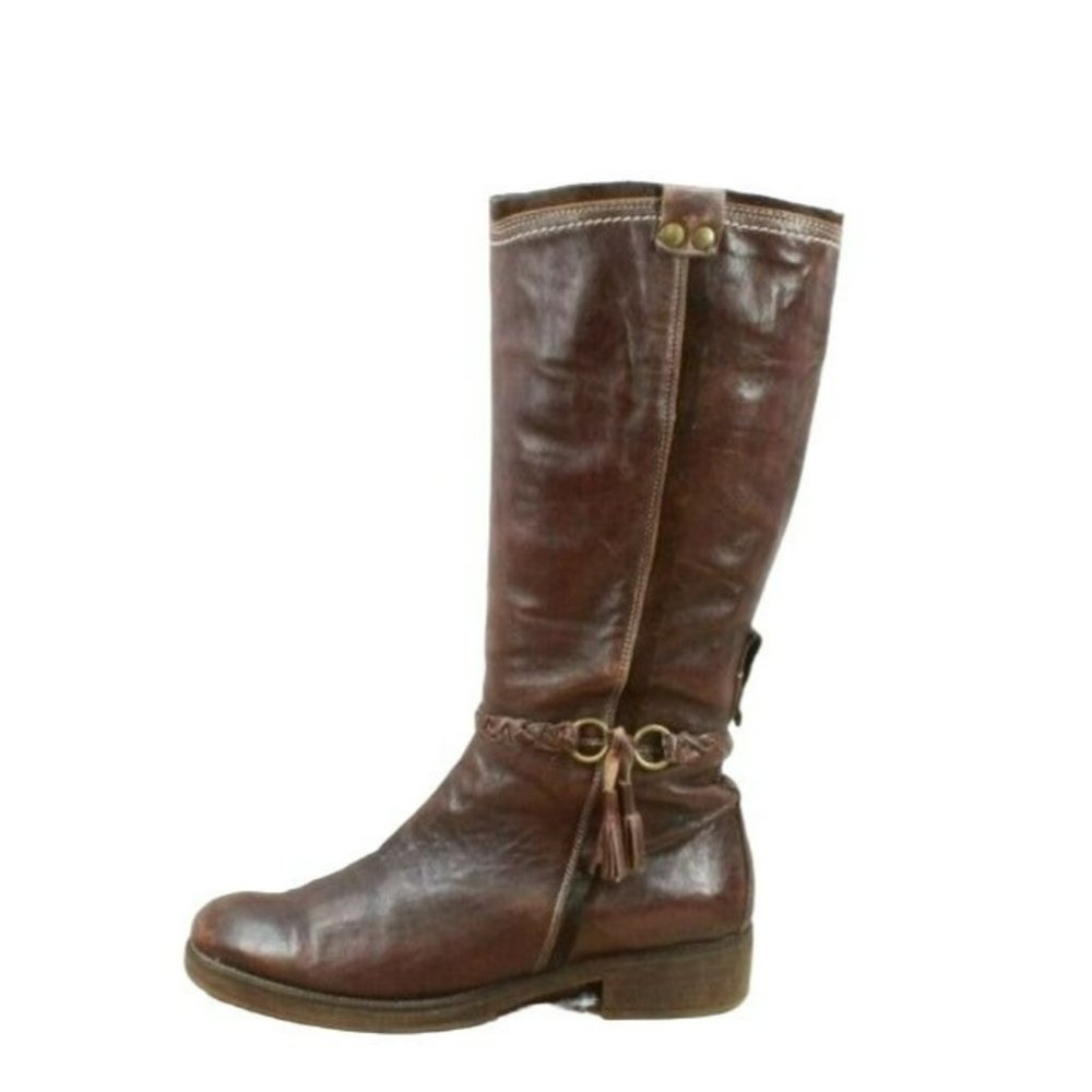 Manas Design Brown Leather Side Zip Mid-Calf Boots Size 41